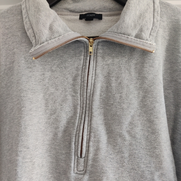 J. Crew Grey Oversized University Terry Cotton Half Zip Tunic w/ Pockets Medium - Picture 3 of 8